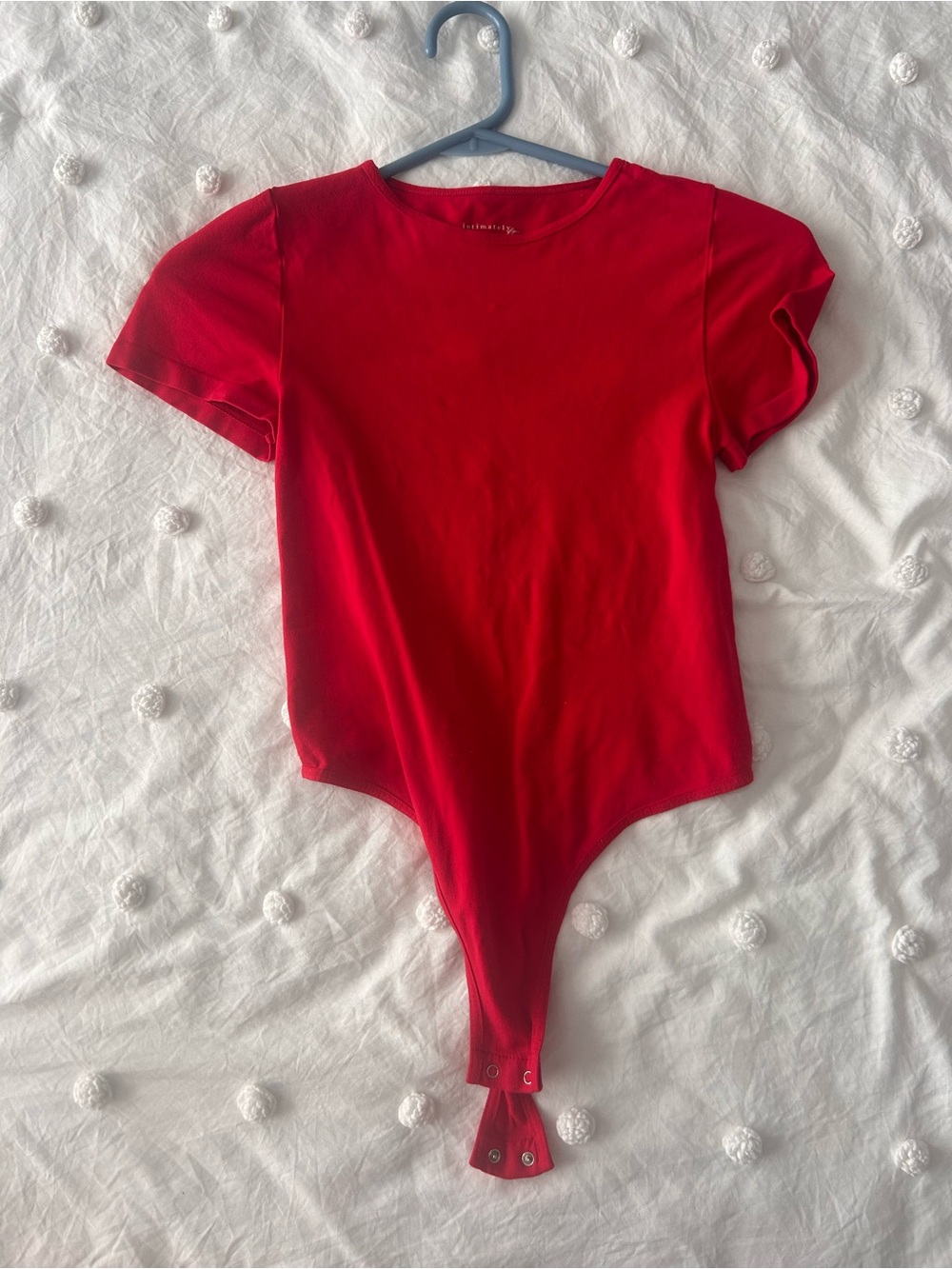 Free People Red Short-Sleeve One-Piece Bodysuit